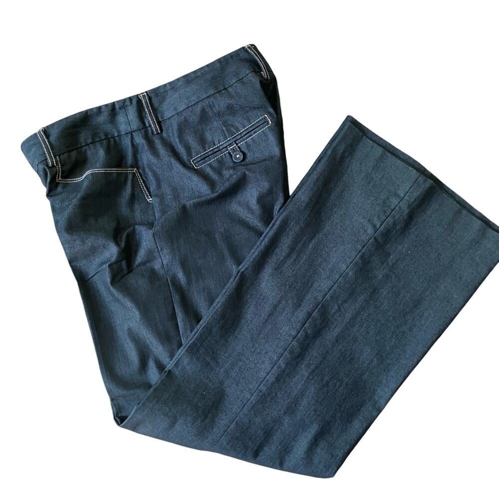 Rafaella Navy Bootcut Trousers with Contrast Stitching